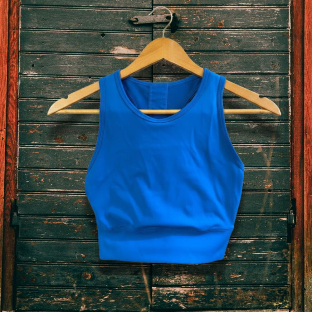 NWOT Lululemon Mesh-Back Training Cropped Tank Top Size 4 Poolside Blue W1DSUS - Picture 4 of 6